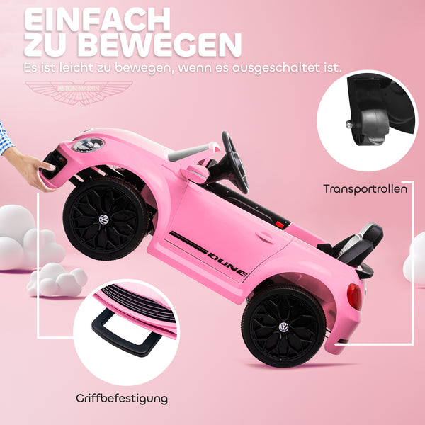 Kinder-Elektroauto Kinderfahrzeug 12V mit LED-Lichtern & USB-Anschluss 3-5 Jahre Rosa