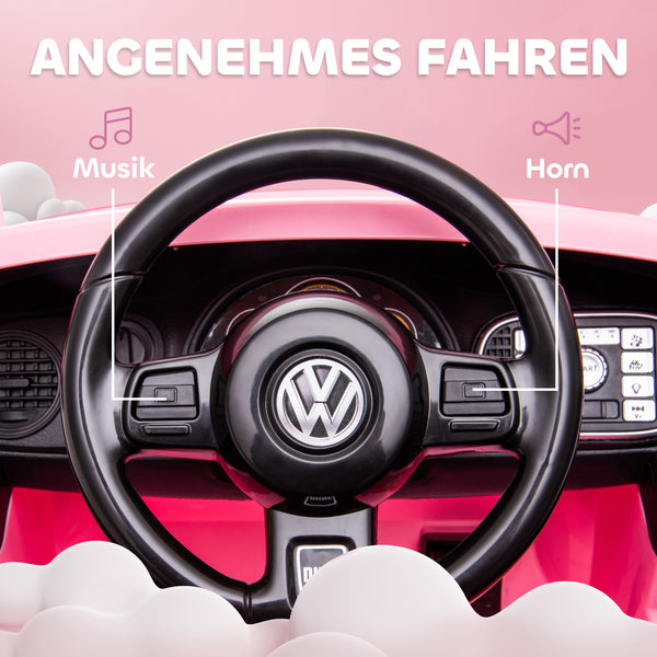 Kinder-Elektroauto Kinderfahrzeug 12V mit LED-Lichtern & USB-Anschluss 3-5 Jahre Rosa