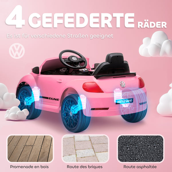 Kinder-Elektroauto Kinderfahrzeug 12V mit LED-Lichtern & USB-Anschluss 3-5 Jahre Rosa
