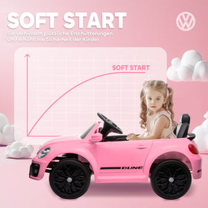 Kinder-Elektroauto Kinderfahrzeug 12V mit LED-Lichtern & USB-Anschluss 3-5 Jahre Rosa