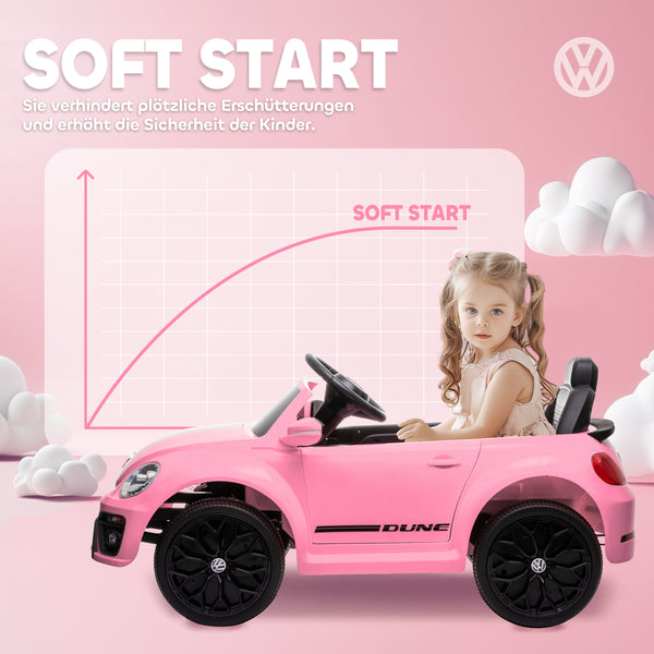 Kinder-Elektroauto Kinderfahrzeug 12V mit LED-Lichtern & USB-Anschluss 3-5 Jahre Rosa