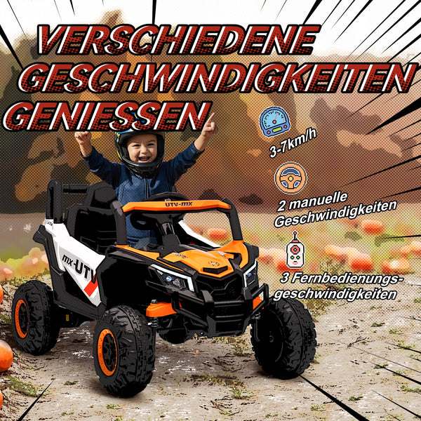 Elektroauto für Kinder mit Fernbedienung LED und USB 3-5 Jahre orange