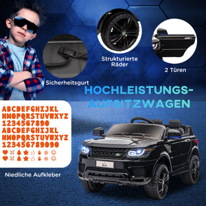 Elektroauto Kinderfahrzeug mit Musik & Hupe sicher & stylisch Schwarz