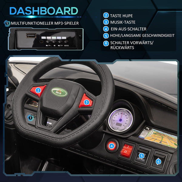Elektroauto Kinderfahrzeug mit Musik & Hupe sicher & stylisch Schwarz