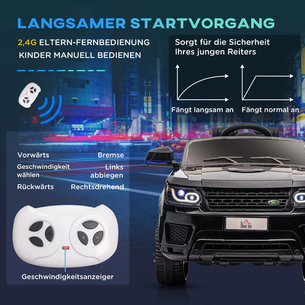 Elektroauto Kinderfahrzeug mit Musik & Hupe sicher & stylisch Schwarz