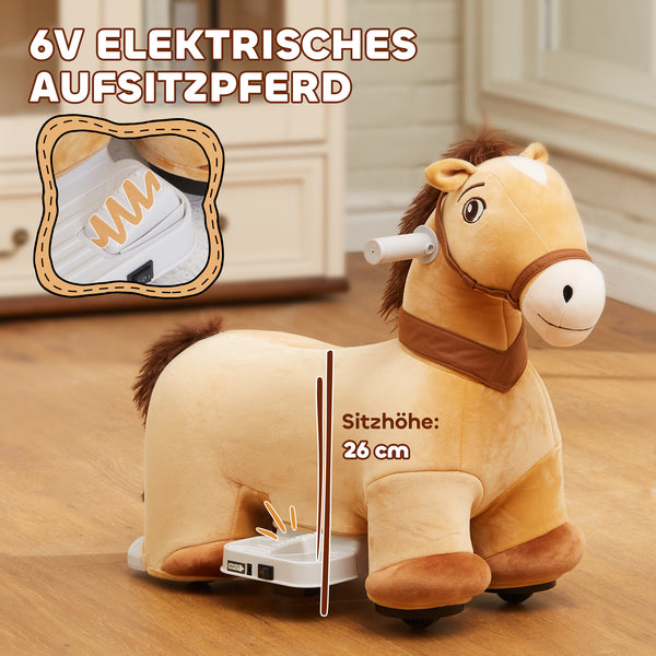 Kinder-Elektroauto Pferdform 6V 2 km/h 1.5-3 Jahre Braun