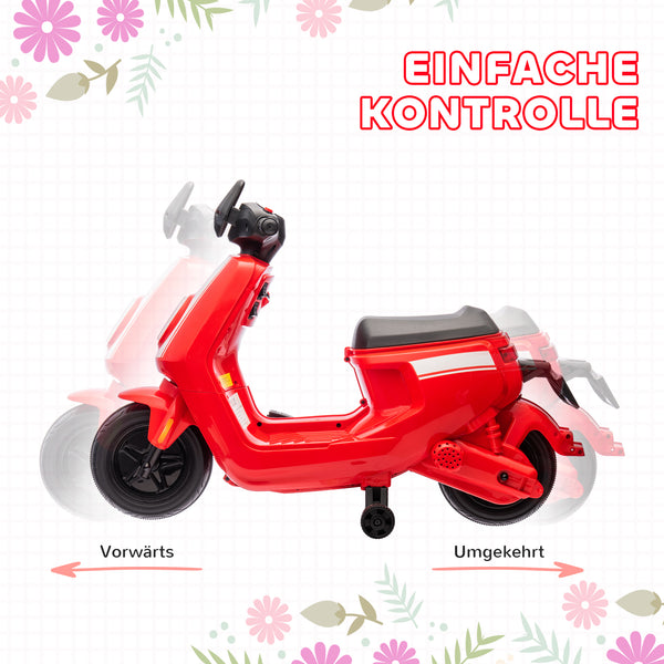 Elektro-Motorrad Kinderfahrzeug 6V mit Vor-/Rückwärtsgang 1.5-3 Jahre Rot