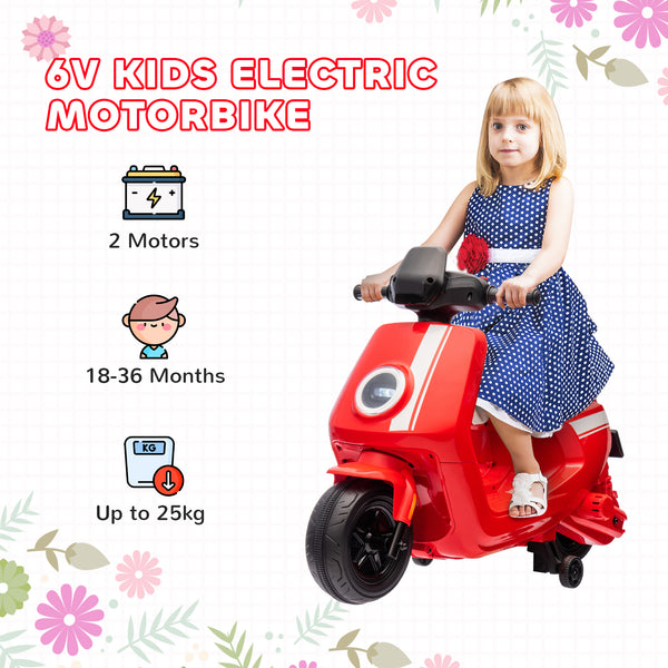 Elektro-Motorrad Kinderfahrzeug 6V mit Vor-/Rückwärtsgang 1.5-3 Jahre Rot