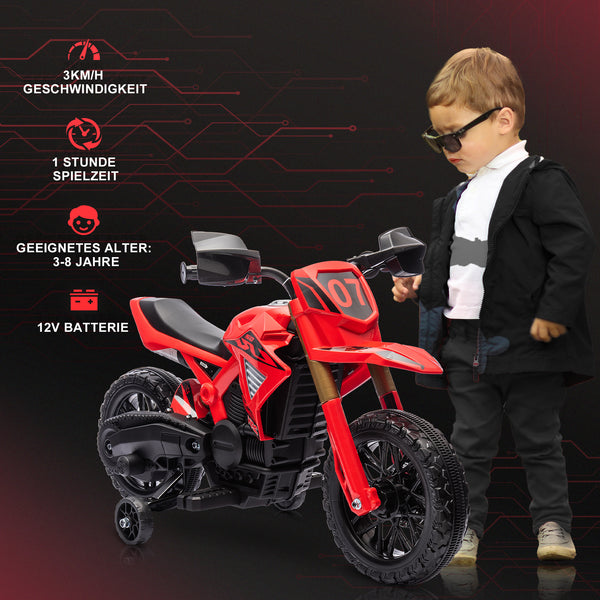 Elektro-Motorrad Kinderfahrzeug 6V mit Stützrädern 3-8 Jahre Rot