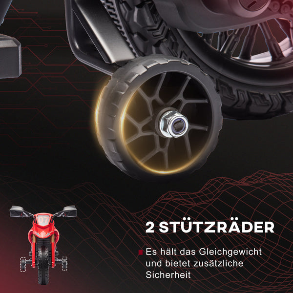 Elektro-Motorrad Kinderfahrzeug 6V mit Stützrädern 3-8 Jahre Rot