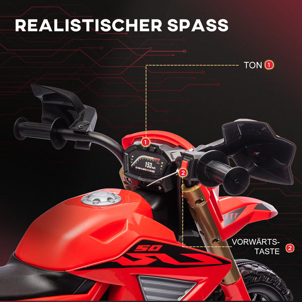 Elektro-Motorrad Kinderfahrzeug 6V mit Stützrädern 3-8 Jahre Rot
