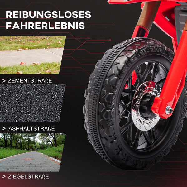 Elektro-Motorrad Kinderfahrzeug 6V mit Stützrädern 3-8 Jahre Rot