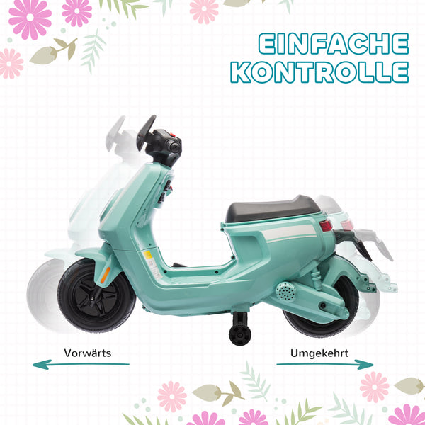 Elektro-Motorrad Kinderfahrzeug 6V mit Trainingsrädern 1.5-3 Jahre Grün