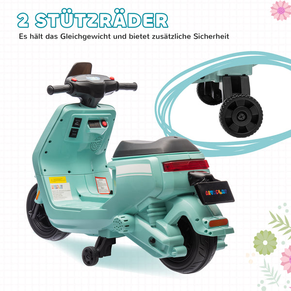Elektro-Motorrad Kinderfahrzeug 6V mit Trainingsrädern 1.5-3 Jahre Grün