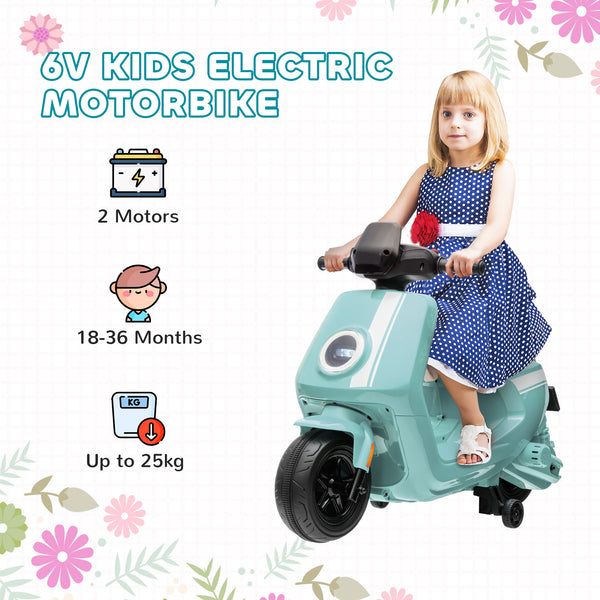 Elektro-Motorrad Kinderfahrzeug 6V mit Trainingsrädern 1.5-3 Jahre Grün
