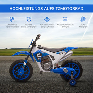 Elektromotorrad für Kinder ab 3 mit Stützrädern und 45 Min Fahrzeit