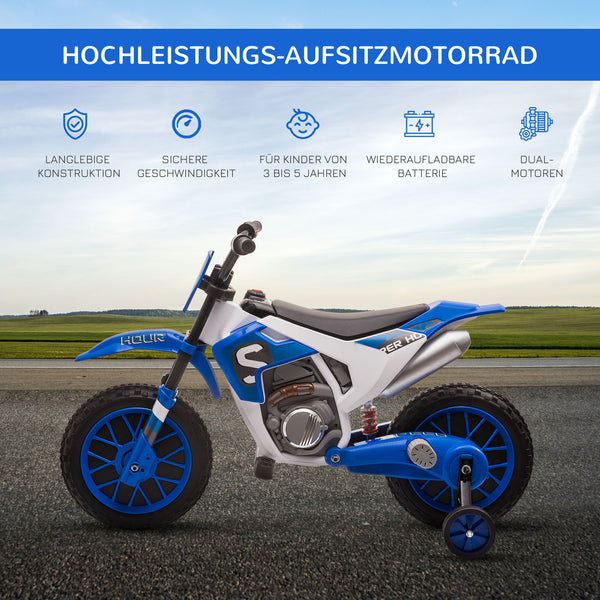 Elektromotorrad für Kinder ab 3 mit Stützrädern und 45 Min Fahrzeit