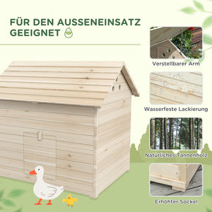 Entenhaus mit Kippdach & Rampe für Geflügel 100x825x91cm Naturholz