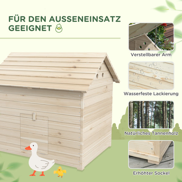 Entenhaus mit Kippdach & Rampe für Geflügel 100x825x91cm Naturholz