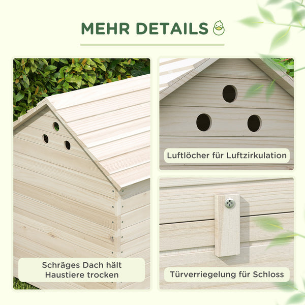 Entenhaus mit Kippdach & Rampe für Geflügel 100x825x91cm Naturholz