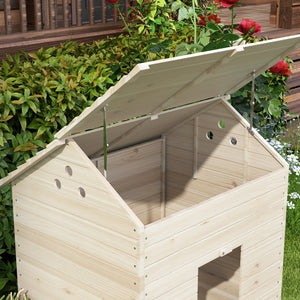 Entenhaus mit Kippdach & Rampe für Geflügel 100x825x91cm Naturholz