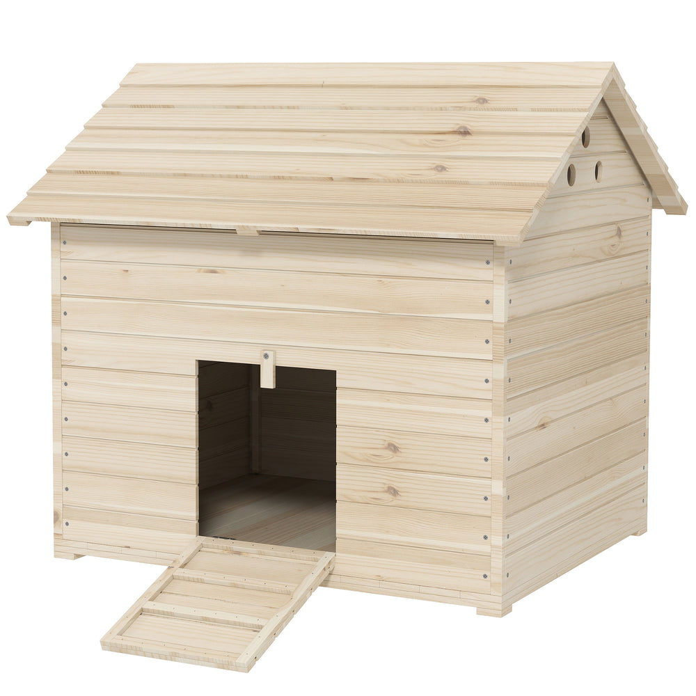 Casetta per anatre con tetto inclinabile e rampa per pollame 100x825x91cm in legno naturale