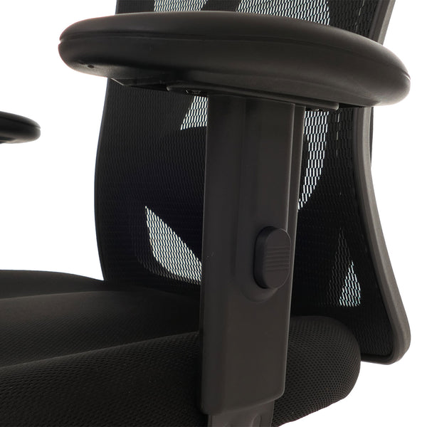 Ergonomischer Bürostuhl mit verstellbarer Lordosenstütze schwarz