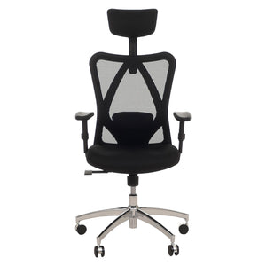 Ergonomischer Bürostuhl mit verstellbarer Lordosenstütze schwarz