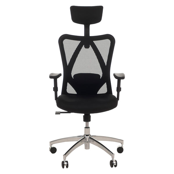 Ergonomischer Bürostuhl mit verstellbarer Lordosenstütze schwarz