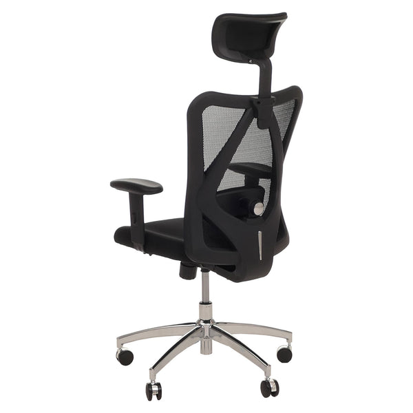 Ergonomischer Bürostuhl mit verstellbarer Lordosenstütze schwarz