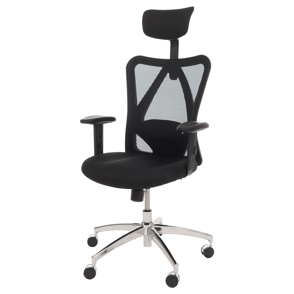Ergonomischer Bürostuhl mit verstellbarer Lordosenstütze schwarz