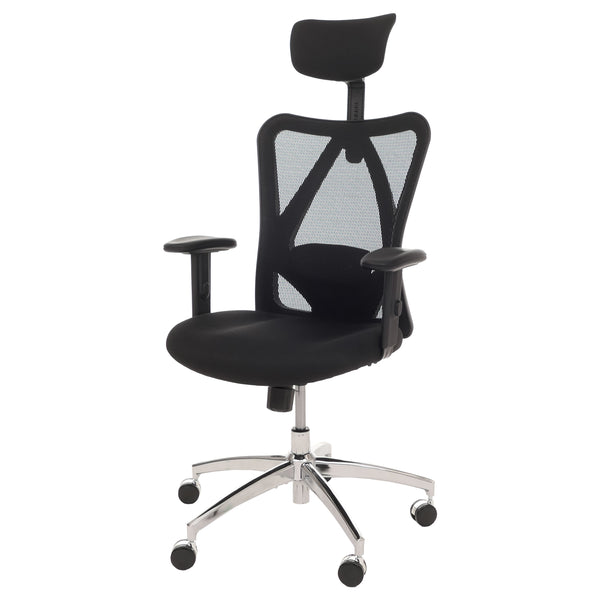 Ergonomischer Bürostuhl mit verstellbarer Lordosenstütze schwarz
