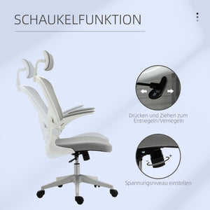 Ergonomischer Bürostuhl mit Kopfstütze Grau