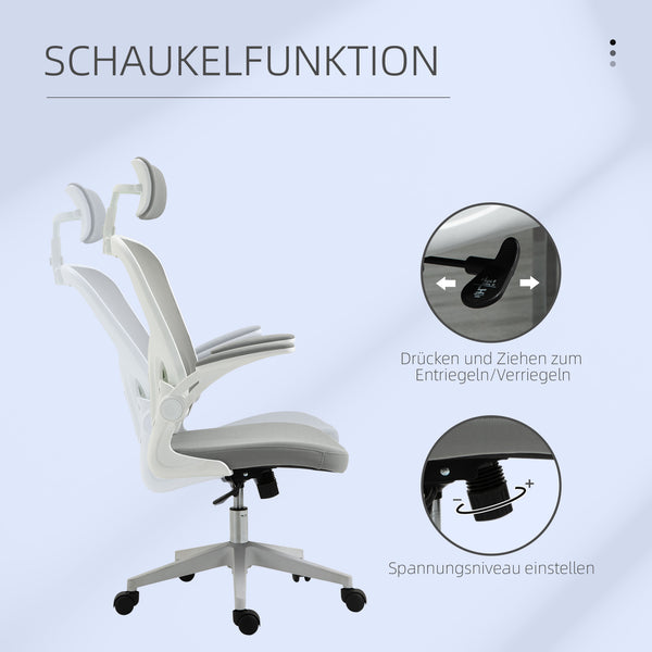 Ergonomischer Bürostuhl mit Kopfstütze Grau