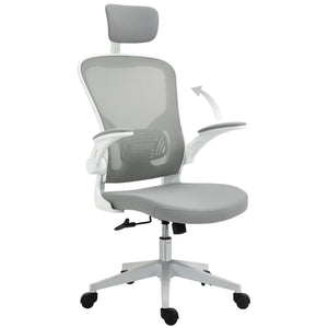 Ergonomischer Bürostuhl mit Kopfstütze Grau