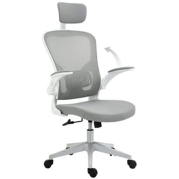 Ergonomischer Bürostuhl mit Kopfstütze Grau