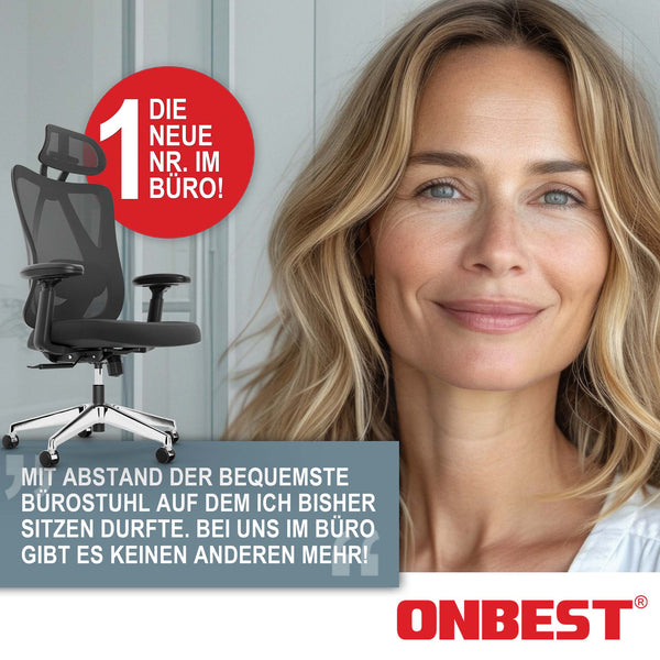Ergonomic office chair with lumbar support and height-adjustable headrest