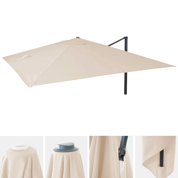 Ersatzbezug Luxus-Ampelschirm Sonnenschirmbezug 3x3m creme