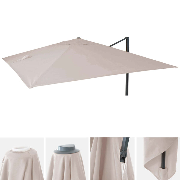 Ersatzbezug Luxus-Ampelschirm Sonnenschirmbezug 3x4m creme-grau