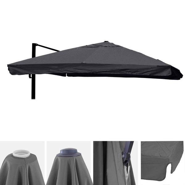 Ersatzbezug Luxus-Ampelschirm mit Flap Sonnenschirmbezug 3x4m anthrazit