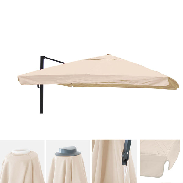 Ersatzbezug Luxus-Ampelschirm mit Flap Sonnenschirmbezug 3x3m creme