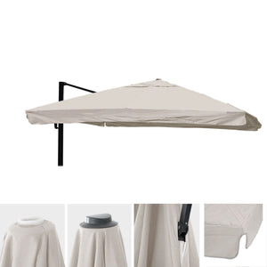 Ersatzbezug Luxus-Ampelschirm mit Flap Sonnenschirmbezug 3x3m creme-grau