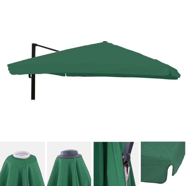 Ersatzbezug Luxus-Ampelschirm mit Flap Sonnenschirmbezug 3x3m dunkelgrün
