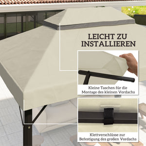 Ersatzdach für 3x4m Pavillon wasserdicht mit Regenschutz UPF30+ Cremeweiss
