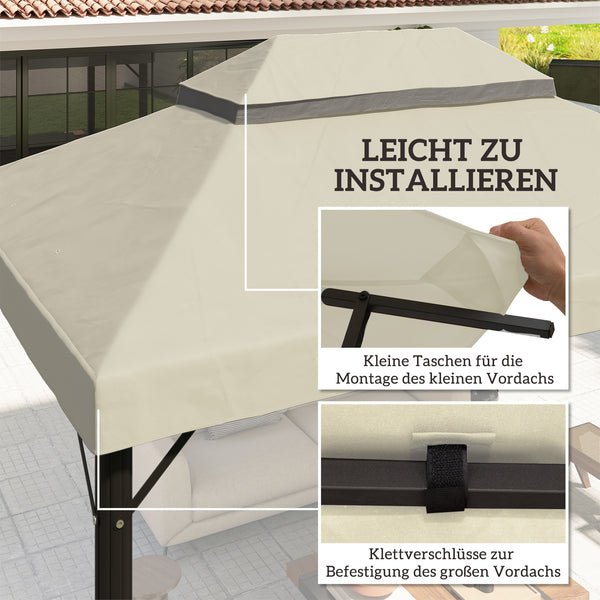 Ersatzdach für 3x4m Pavillon wasserdicht mit Regenschutz UPF30+ Cremeweiss