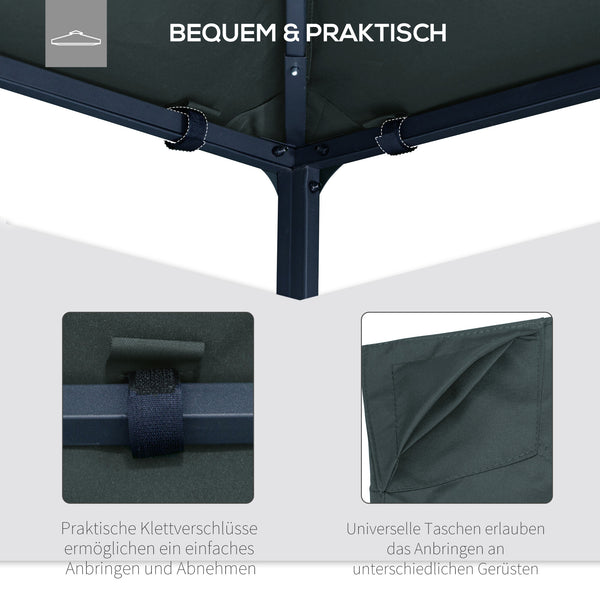Ersatzdach Gartenpavillon 3x3m Polyester dunkelgrau