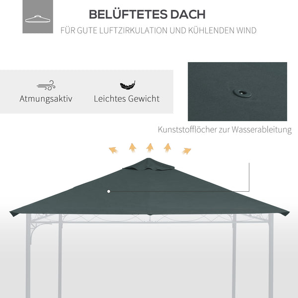 Ersatzdach Gartenpavillon 3x3m Polyester dunkelgrau