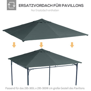 Ersatzdach Gartenpavillon 3x3m Polyester dunkelgrau