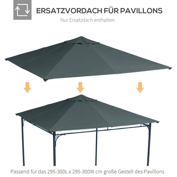Ersatzdach Gartenpavillon 3x3m Polyester dunkelgrau