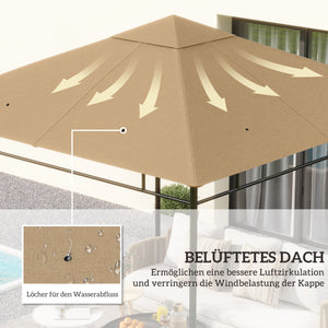 Ersatzdach für Gartenpavillon 3x3m Polyester beige